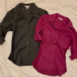 James Perse size 1 shirts in gunmetal and maroon